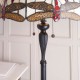 Interiors1900-70940 - Dragonfly Beige - Satin Black 2 Light Floor Lamp with Tiffany Glass