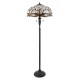 Interiors1900-70940 - Dragonfly Beige - Satin Black 2 Light Floor Lamp with Tiffany Glass