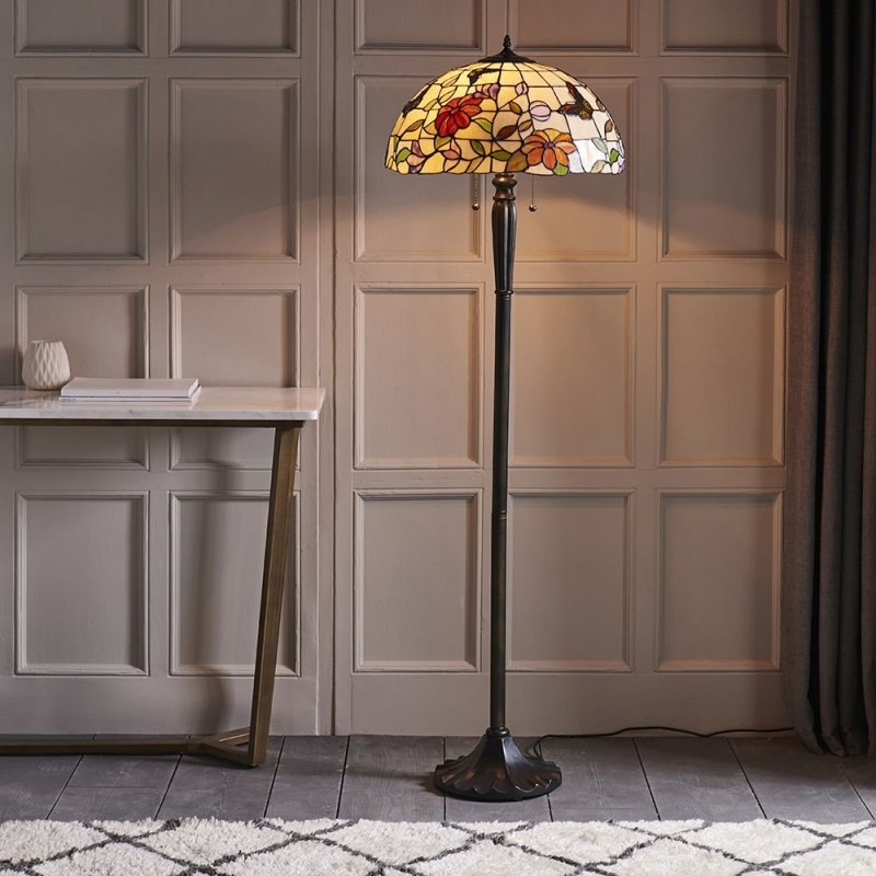 Interiors1900-70944 - Butterfly - Tiffany Glass & Dark Bronze Floor Lamp