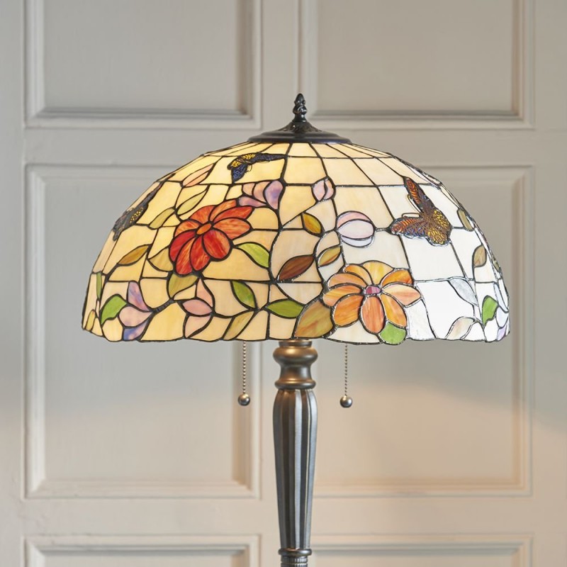 Interiors1900-70944 - Butterfly - Tiffany Glass & Dark Bronze Floor Lamp