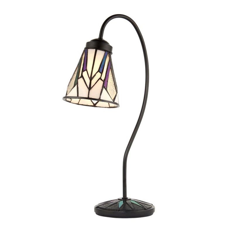 Table & Floor Lamp - Astoria - Tiffany Glass & Dark Bronze Swan Neck Table Lamp Interiors1900-74364 - Astoria - Tiffany Glass & Dark Bronze Swan Neck Table Lamp