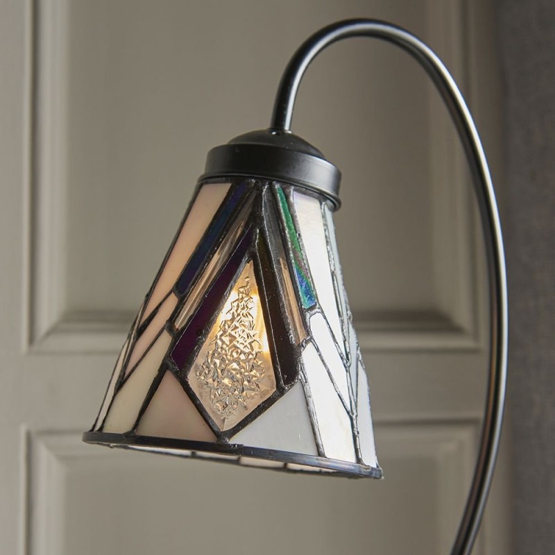 Table & Floor Lamp - Astoria - Tiffany Glass & Dark Bronze Swan Neck Table Lamp Interiors1900-74364 - Astoria - Tiffany Glass & Dark Bronze Swan Neck Table Lamp
