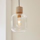 - Travi - Natural Travertine Stone Pendant with Clear Glass Endon-120658 - Travi - Natural Travertine Stone Pendant with Clear Glass