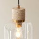- Travi - Natural Travertine Stone Pendant with Clear Glass Endon-120658 - Travi - Natural Travertine Stone Pendant with Clear Glass