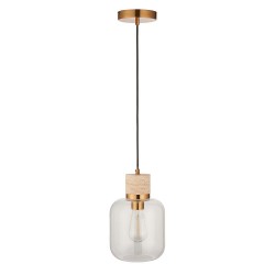 Travi - Natural Travertine Stone Pendant with Clear Glass Travi - Natural Travertine Stone Pendant with Clear Glass