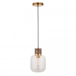Travi - Dark Brown Emperador Marble Pendant with Clear Glass Travi - Dark Brown Emperador Marble Pendant with Clear Glass
