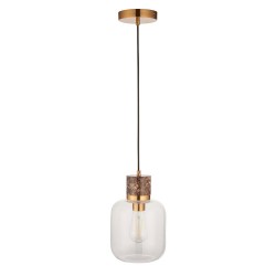 Travi - Dark Brown Emperador Marble Pendant with Clear Glass Travi - Dark Brown Emperador Marble Pendant with Clear Glass