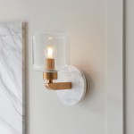 Travi - White Volakas Marble Wall Lamp with Clear Glass Travi - White Volakas Marble Wall Lamp with Clear Glass