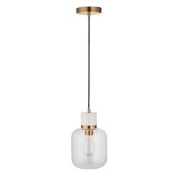 Travi - White Volakas Marble Pendant with Clear Glass Travi - White Volakas Marble Pendant with Clear Glass