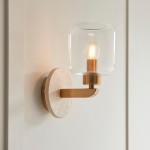 Travi - Natural Travertine Stone Wall Lamp with Clear Glass Travi - Natural Travertine Stone Wall Lamp with Clear Glass