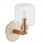 Travi - Natural Travertine Stone Wall Lamp with Clear Glass Travi - Natural Travertine Stone Wall Lamp with Clear Glass