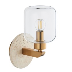 Travi - Natural Travertine Stone Wall Lamp with Clear Glass Travi - Natural Travertine Stone Wall Lamp with Clear Glass