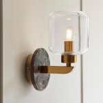 Travi - Dark Brown Emperador Marble Wall Lamp with Clear Glass Travi - Dark Brown Emperador Marble Wall Lamp with Clear Glass