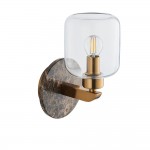 Travi - Dark Brown Emperador Marble Wall Lamp with Clear Glass Travi - Dark Brown Emperador Marble Wall Lamp with Clear Glass