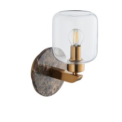 Travi - Dark Brown Emperador Marble Wall Lamp with Clear Glass Travi - Dark Brown Emperador Marble Wall Lamp with Clear Glass