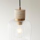 - Travi Ribbed - Natural Travertine Stone Pendant with Clear Ribbed Glass Endon-120664 - Travi Ribbed - Natural Travertine Stone Pendant with Clear Ribbed Glass