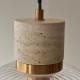 - Travi Ribbed - Natural Travertine Stone Pendant with Clear Ribbed Glass Endon-120664 - Travi Ribbed - Natural Travertine Stone Pendant with Clear Ribbed Glass