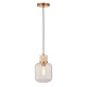 - Travi Ribbed - Natural Travertine Stone Pendant with Clear Ribbed Glass Endon-120664 - Travi Ribbed - Natural Travertine Stone Pendant with Clear Ribbed Glass
