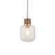 - Travi Ribbed - Dark Brown Emperador Marble Pendant with Clear Ribbed Glass Endon-120665 - Travi Ribbed - Dark Brown Emperador Marble Pendant with Clear Ribbed Glass
