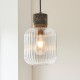 - Travi Ribbed - Dark Brown Emperador Marble Pendant with Clear Ribbed Glass Endon-120665 - Travi Ribbed - Dark Brown Emperador Marble Pendant with Clear Ribbed Glass