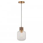 Travi Ribbed - Dark Brown Emperador Marble Pendant with Clear Ribbed Glass Travi Ribbed - Dark Brown Emperador Marble Pendant with Clear Ribbed Glass