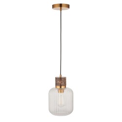 Travi Ribbed - Dark Brown Emperador Marble Pendant with Clear Ribbed Glass Travi Ribbed - Dark Brown Emperador Marble Pendant with Clear Ribbed Glass