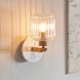 - Travi Ribbed - White Volakas Marble Wall Lamp with Clear Ribbed Glass Endon-120666 - Travi Ribbed - White Volakas Marble Wall Lamp with Clear Ribbed Glass