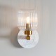 - Travi Ribbed - White Volakas Marble Wall Lamp with Clear Ribbed Glass Endon-120666 - Travi Ribbed - White Volakas Marble Wall Lamp with Clear Ribbed Glass