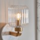 - Travi Ribbed - White Volakas Marble Wall Lamp with Clear Ribbed Glass Endon-120666 - Travi Ribbed - White Volakas Marble Wall Lamp with Clear Ribbed Glass