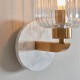 - Travi Ribbed - White Volakas Marble Wall Lamp with Clear Ribbed Glass Endon-120666 - Travi Ribbed - White Volakas Marble Wall Lamp with Clear Ribbed Glass