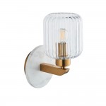 Travi Ribbed - White Volakas Marble Wall Lamp with Clear Ribbed Glass Travi Ribbed - White Volakas Marble Wall Lamp with Clear Ribbed Glass