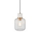 - Travi Ribbed - White Volakas Marble Pendant with Clear Ribbed Glass Endon-120667 - Travi Ribbed - White Volakas Marble Pendant with Clear Ribbed Glass
