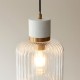 - Travi Ribbed - White Volakas Marble Pendant with Clear Ribbed Glass Endon-120667 - Travi Ribbed - White Volakas Marble Pendant with Clear Ribbed Glass
