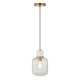 - Travi Ribbed - White Volakas Marble Pendant with Clear Ribbed Glass Endon-120667 - Travi Ribbed - White Volakas Marble Pendant with Clear Ribbed Glass