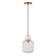 - Travi Ribbed - White Volakas Marble Pendant with Clear Ribbed Glass Endon-120667 - Travi Ribbed - White Volakas Marble Pendant with Clear Ribbed Glass