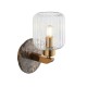 - Travi Ribbed - Dark Brown Emperador Marble Wall Lamp with Clear Ribbed Glass Endon-120669 - Travi Ribbed - Dark Brown Emperador Marble Wall Lamp with Clear Ribbed Glass