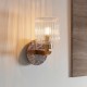 - Travi Ribbed - Dark Brown Emperador Marble Wall Lamp with Clear Ribbed Glass Endon-120669 - Travi Ribbed - Dark Brown Emperador Marble Wall Lamp with Clear Ribbed Glass