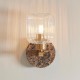 - Travi Ribbed - Dark Brown Emperador Marble Wall Lamp with Clear Ribbed Glass Endon-120669 - Travi Ribbed - Dark Brown Emperador Marble Wall Lamp with Clear Ribbed Glass