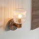 - Travi Ribbed - Dark Brown Emperador Marble Wall Lamp with Clear Ribbed Glass Endon-120669 - Travi Ribbed - Dark Brown Emperador Marble Wall Lamp with Clear Ribbed Glass