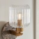 - Travi Ribbed - Dark Brown Emperador Marble Wall Lamp with Clear Ribbed Glass Endon-120669 - Travi Ribbed - Dark Brown Emperador Marble Wall Lamp with Clear Ribbed Glass