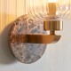 - Travi Ribbed - Dark Brown Emperador Marble Wall Lamp with Clear Ribbed Glass Endon-120669 - Travi Ribbed - Dark Brown Emperador Marble Wall Lamp with Clear Ribbed Glass