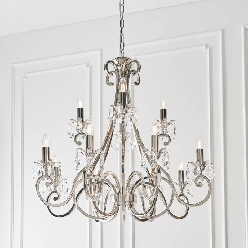 - Oksana - Polished Nickel 12 Light Chandelier with Crystal Endon-UL1P12N - Oksana - Polished Nickel 12 Light Chandelier with Crystal