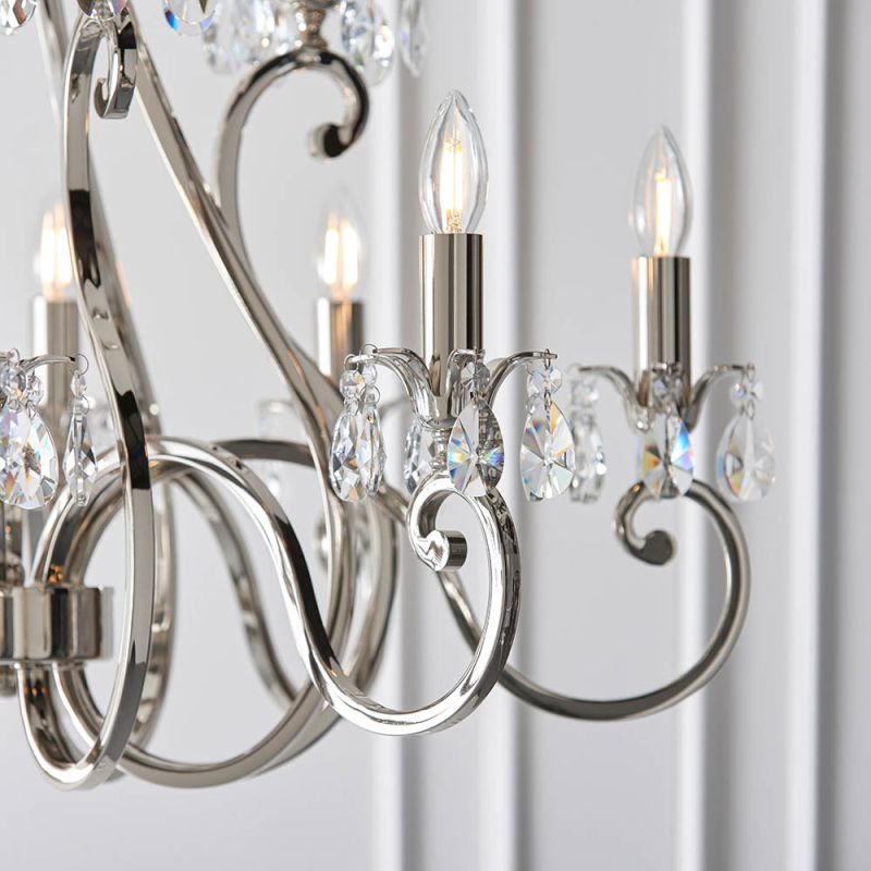 - Oksana - Polished Nickel 12 Light Chandelier with Crystal Endon-UL1P12N - Oksana - Polished Nickel 12 Light Chandelier with Crystal