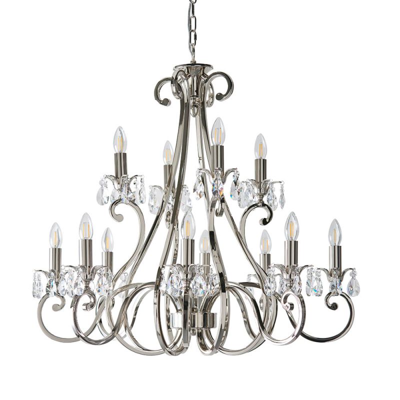 - Oksana - Polished Nickel 12 Light Chandelier with Crystal Endon-UL1P12N - Oksana - Polished Nickel 12 Light Chandelier with Crystal