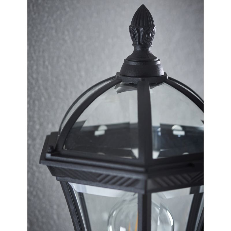 Endon-YG-3500 - Drayton - Black with Glass Uplight Lantern Wall Lamp