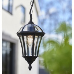 Drayton - Black Lantern Pendant with Clear Glass 