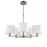 Daley - Nickel 5 Light Centre Fitting with White Shades Daley - Nickel 5 Light Centre Fitting with White Shades