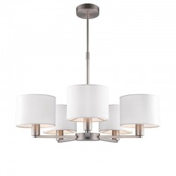 Daley - Nickel 5 Light Centre Fitting with White Shades Daley - Nickel 5 Light Centre Fitting with White Shades