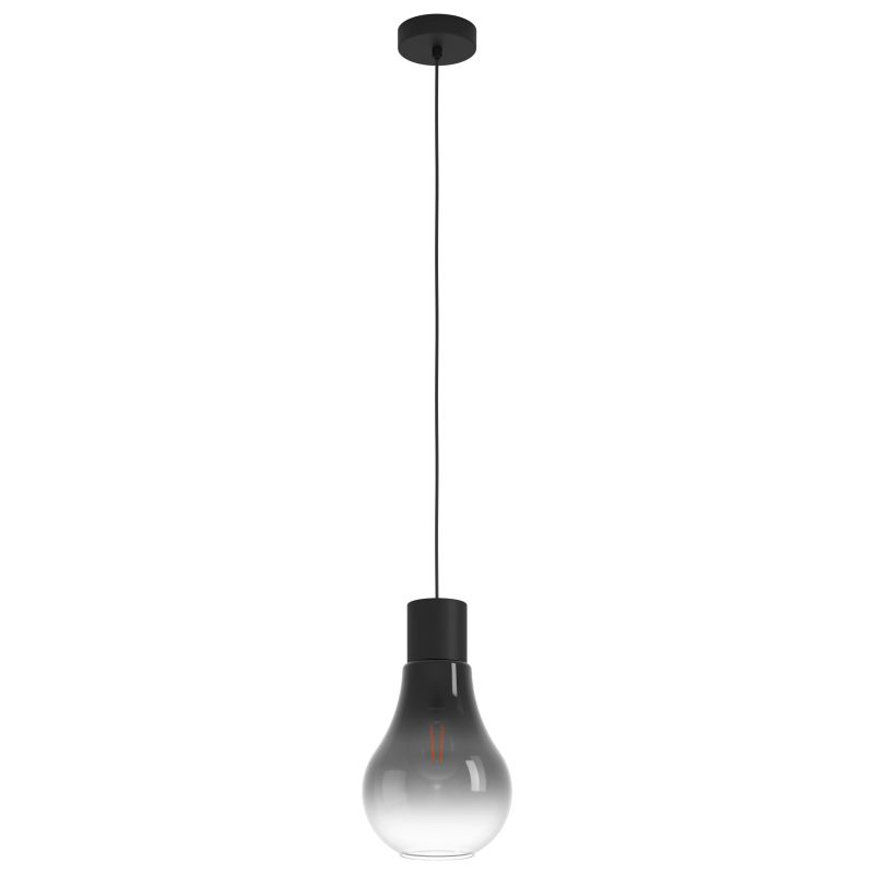 Eglo-43129 - Chasely - Black, Grey, Clear Glass with Black Single Pendant
