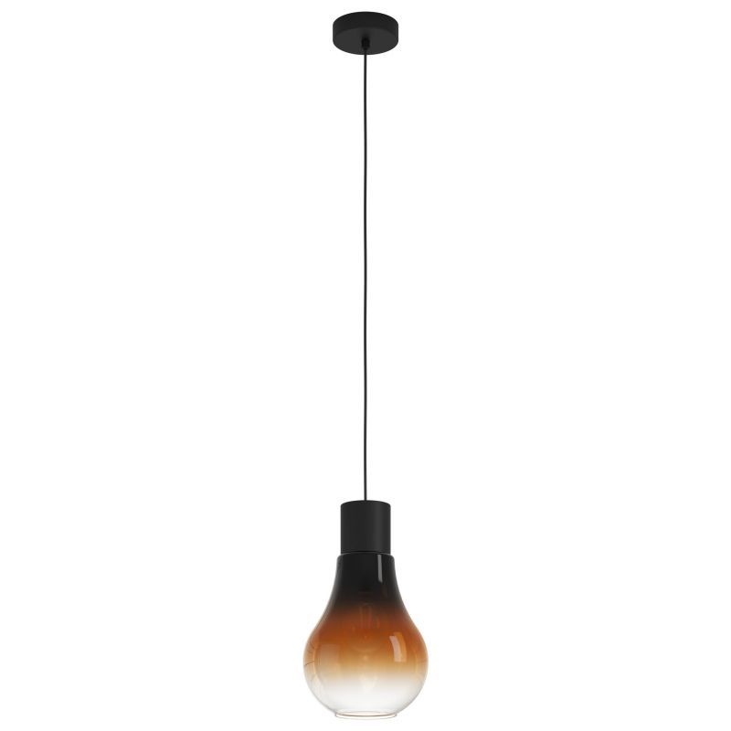 Eglo-43459 - Chasely - Black, Brown, Clear Glass with Black Single Pendant